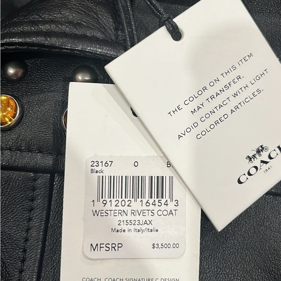 Coach Black and Brown Studded Leather Jacket - Picture 2 of 4